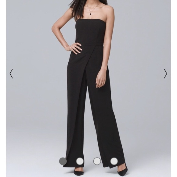 White House Black Market Strapless Split Leg Black Jumpsuit Sz 10 NWOT - Picture 3 of 11